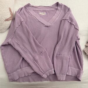 Free People Lilac V-Neck Sweater